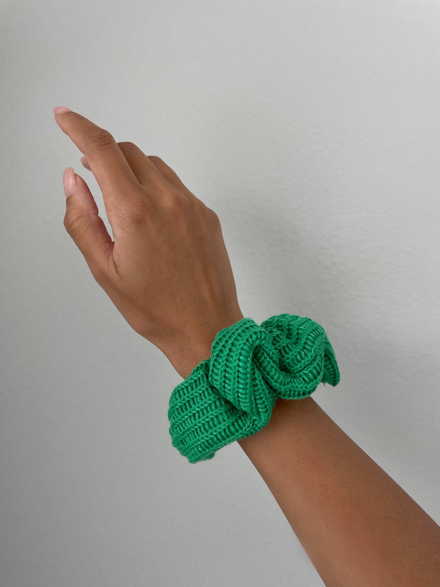 Knitted Green Scrunchie