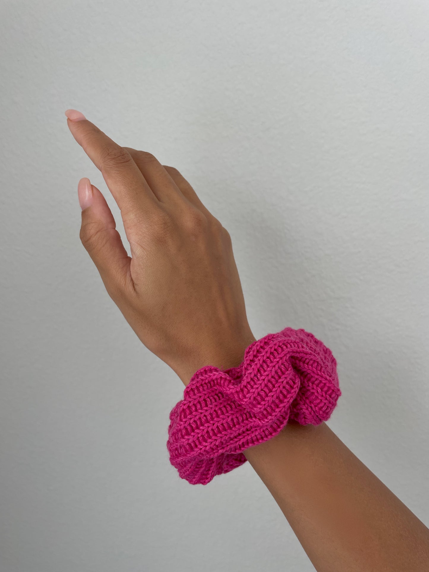 Knitted Pink Scrunchie