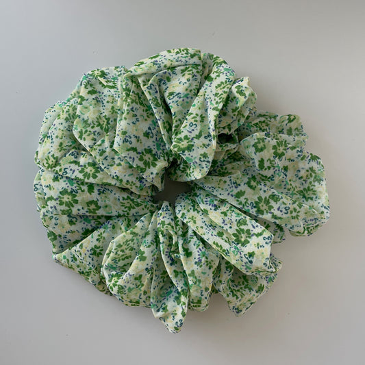 BOHEMIAN Floral OVERSIZED Scrunchie / Green